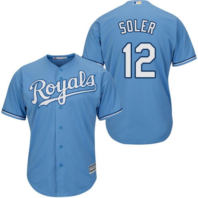 Mens Kansas City Royals Jorge Soler Cool Base Replica Jersey Light Blue